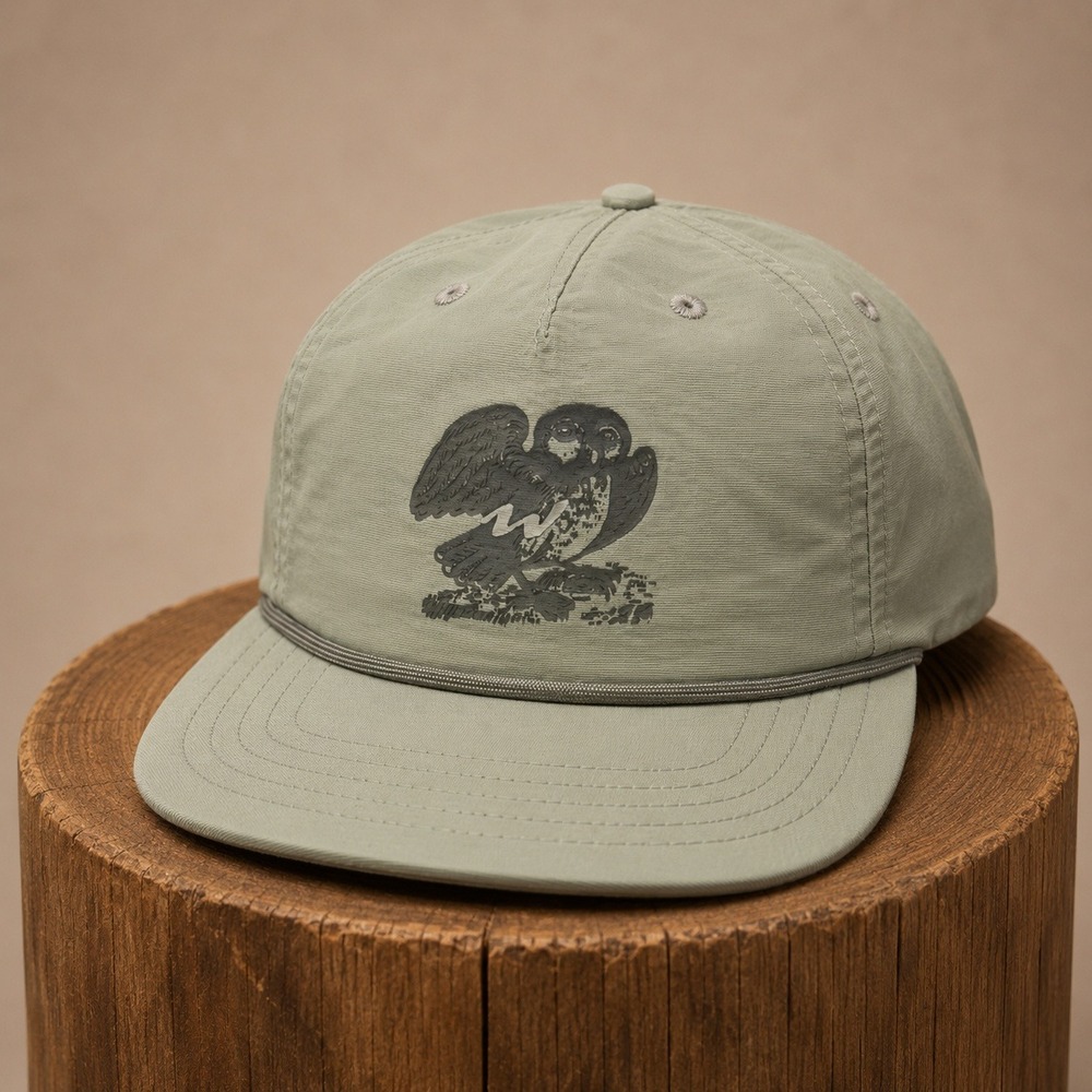 WillBo Owl Rope Hat Mens OSFM Sage Green Nylon Performance Snapback Cap‎